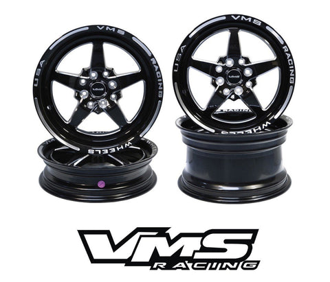VMS Racing Wheel Star 5 Spoke Front and Rear Drag Wheel 13x9 15x3.5 4x100/4x114 VWST001 VWST003