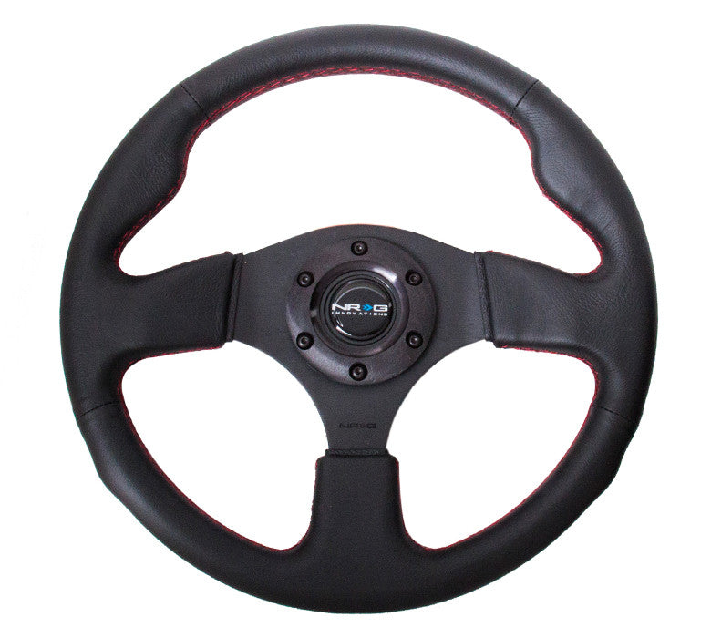 NRG INNOVATIONS Race Style Steering Wheel Black Leather w/ Red