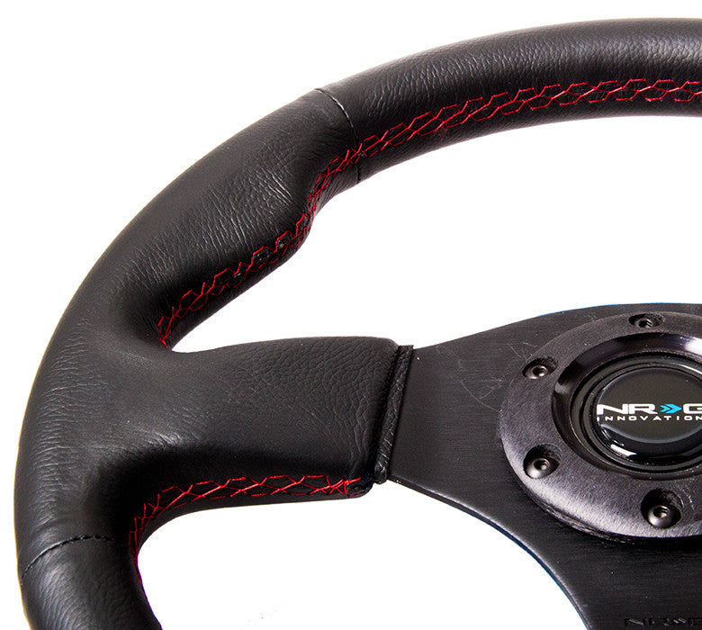 NRG INNOVATIONS Race Style Steering Wheel Black Leather w/ Red