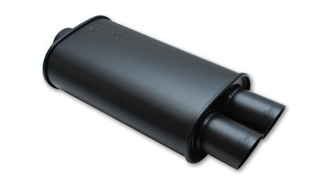 Vibrant Performance STREETPOWER FLAT BLACK Oval Muffler with Dual Tips; Inlet ID: 3.00"(76.2mm) Tip OD: 3.00"(76.2mm) Center to Center: 3.25"(82.6mm) 1149