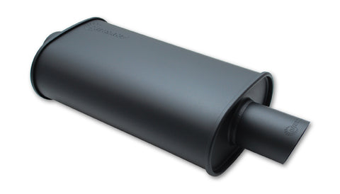 Vibrant Performance STREETPOWER FLAT BLACK Oval Muffler; Inlet I.D. 2.50" (63.5mm) Tip O.D. 3.00" (76.2mm)