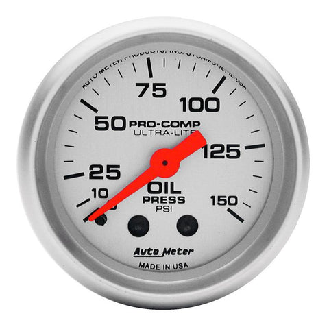 Autometer Ultra-Lite 52mm 0-150 PSI Mechanical Oil Pressure Gauge 4323