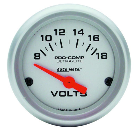 Autometer Ultra-Lite 52mm Short Sweep Electronic Voltage Gauge 4391