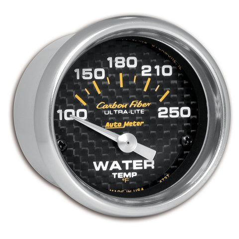 Autometer 2-1/16" WATER TEMPERATURE, 100-250 °F, AIR-CORE, CARBON FIBER 4737