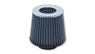 Vibrant Performance 1921C Air Filter; Open Funnel; Round Tapered; Cottom Gauze; 5 Inch Outside Diameter x 5 Inch Height; Single Centered Flange; 2-1/2 Inch Flange Inside Diameter x 0.6 Inch Flange Length; Chrome Top