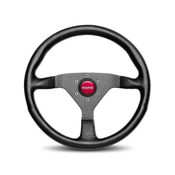 MOMO Monte Carlo 320MM Black Leather Red Stitch Steering Wheel