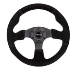 NRG INNOVATIONS Race Style Steering Wheel Black Suede w/ Black Stitch