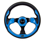 NRG INNOVATIONS Pilota Series Steering Wheel Black Leather w/ Blue Inserts