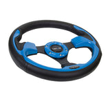 NRG INNOVATIONS Pilota Series Steering Wheel Black Leather w/ Blue Inserts