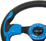 NRG INNOVATIONS Pilota Series Steering Wheel Black Leather w/ Blue Inserts