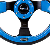 NRG INNOVATIONS Pilota Series Steering Wheel Black Leather w/ Blue Inserts