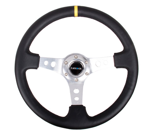 NRG Innovations 3" Deep Dish Steering Wheel - Black w/ Yellow Stripe RST-006S-Y