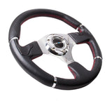 NRG INNOVATIONS "Evo" Sport Leather Steering Wheel w/ Red Stitch and Chrome trim