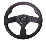 NRG INNOVATIONS Race Style Steering Wheel Black Leather w/ Red Stitch