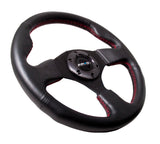NRG INNOVATIONS Race Style Steering Wheel Black Leather w/ Red Stitch