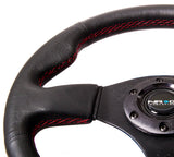 NRG INNOVATIONS Race Style Steering Wheel Black Leather w/ Red Stitch
